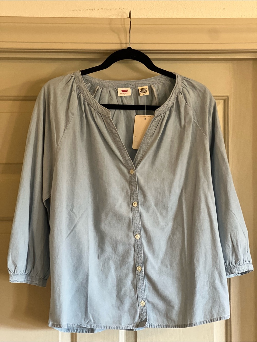 Levi'Small Cotton Blouse in Blue Size Small NWT